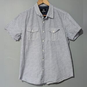 Threadbare Denim All-over Printed‎ Short Sleeve Button Up Men's L Shirt